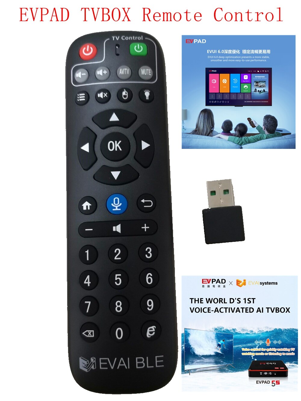 Original Remote Control for EVPAD TV BOX evpad 6p evpad 5s evpad 5max MX3 fly air mouse: EVPAD remote