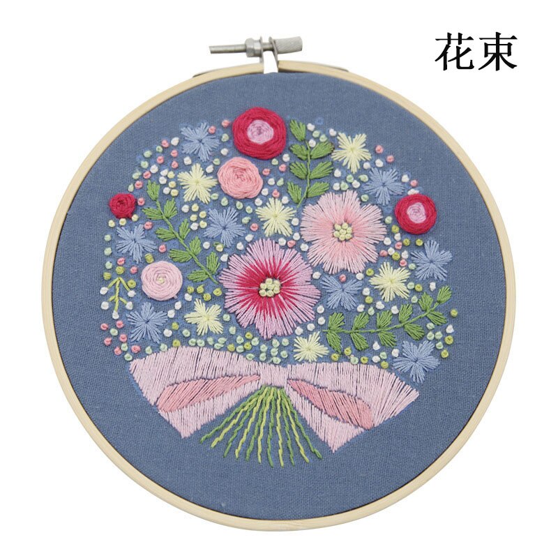 Smukke blomster mønster korssting materiale pakke praktisk håndarbejde broderede materialer gør-det-selv broderi håndarbejde kits: 6