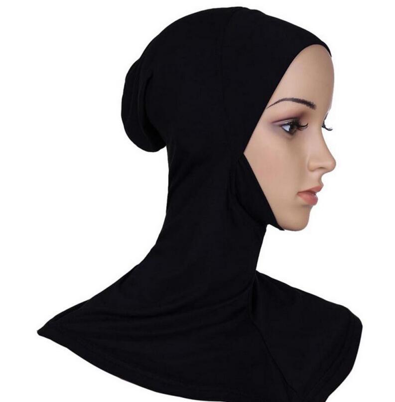 Chapeaux sous-foulard islamique, couvre-chef Hijab de Style classique croisé, couverture complète, doux et extensible, Sport musulman, intérieur: Black