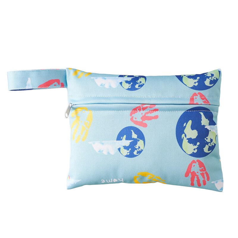 Mini Dry Wet Bag Herbruikbare Wetbag Voor Maandverband Verpleging Pads Enkele Pocket Waterdichte Pul Rits Reizen Wandelwagen Zak 14*18Cm: ZQG-MB-12
