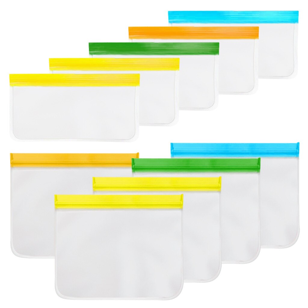 10pcs Thicken PEVA Food Storage Reusable Silicone Fresh Bags Moistureproof Refrigerator Sealed Bag Ziplock Kitchen Organizer: B