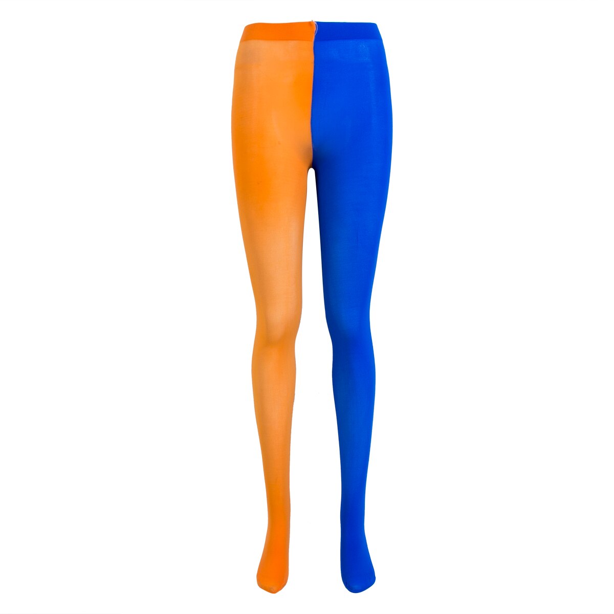 Vrouwen Patchwork Twee Kleuraanpassing Panty Stretchy Panty Dames Kousen Elastische Lange Panty: Royal Blue Orange