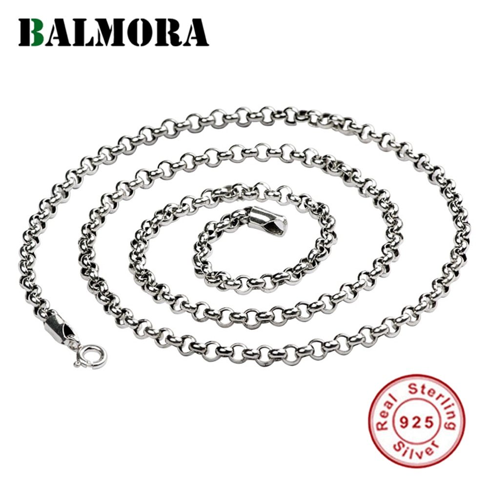 BALMORA Plata de Ley 925 auténtica cadenas Retro simples collares para hombres mujeres Cool Punk accesorios de 18-32 pulgadas joyería