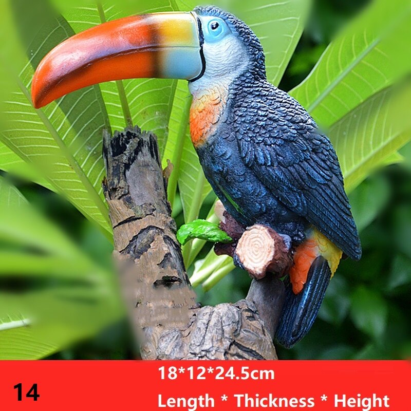 Garden Decoration Simulation Parrot Miniature Sculpture Resin Crafts Toucan Garden Outdoor Flexible Animal Sculpture: 14