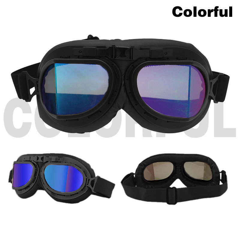 Motorcykel briller retro hjelm pilot briller motorcykel cykel briller vintage klassiske solbriller til gafas motocross dirt bike: Sort farverig