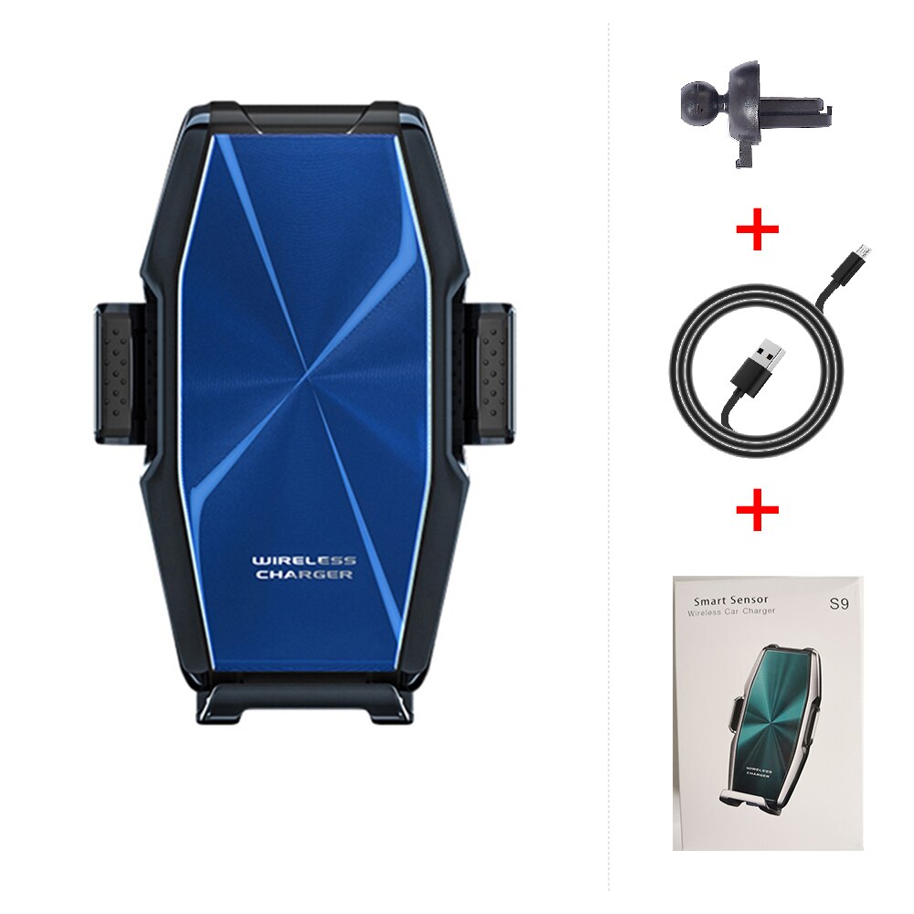 Qi Super Capacitor Wireless Car Phone Charger 15W Fast Charge Holder Mount forHuawei Mate30pro P30pro foriphone11 pro max 11pro: Gray with blue