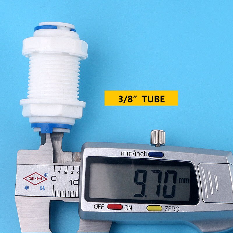 3/8" (9.5mm） OD Tube Pipe Straight Bulkhead Fittings Quick Connector Division Plate Reverse Osmosis System Through Plate Joint