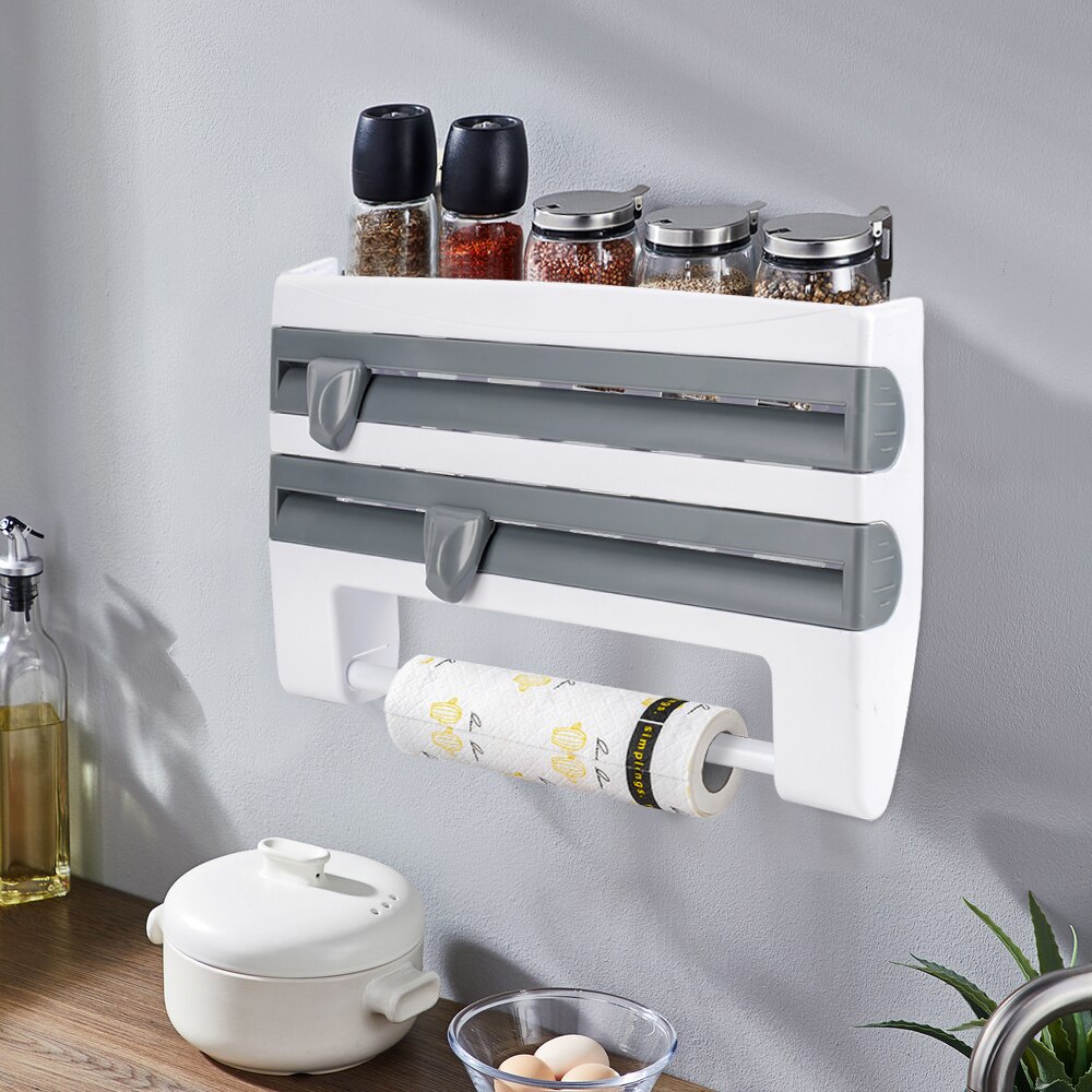 4 In 1 Wall Mounted Kitchen Racks Shelf Plastic Wr... – Vicedeal