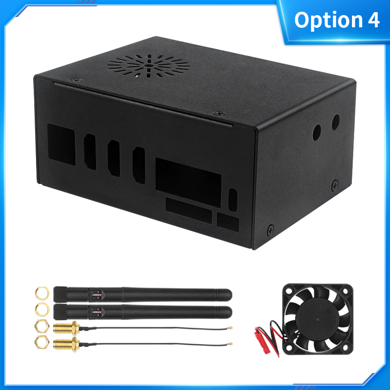 Orange Pi 5 Plus Metal Case with Fan Optional Antenna Aluminum Heatsinks eMMC WiFi BT Moudul Metal Shell for Orange Pi 5 Plus: Blue