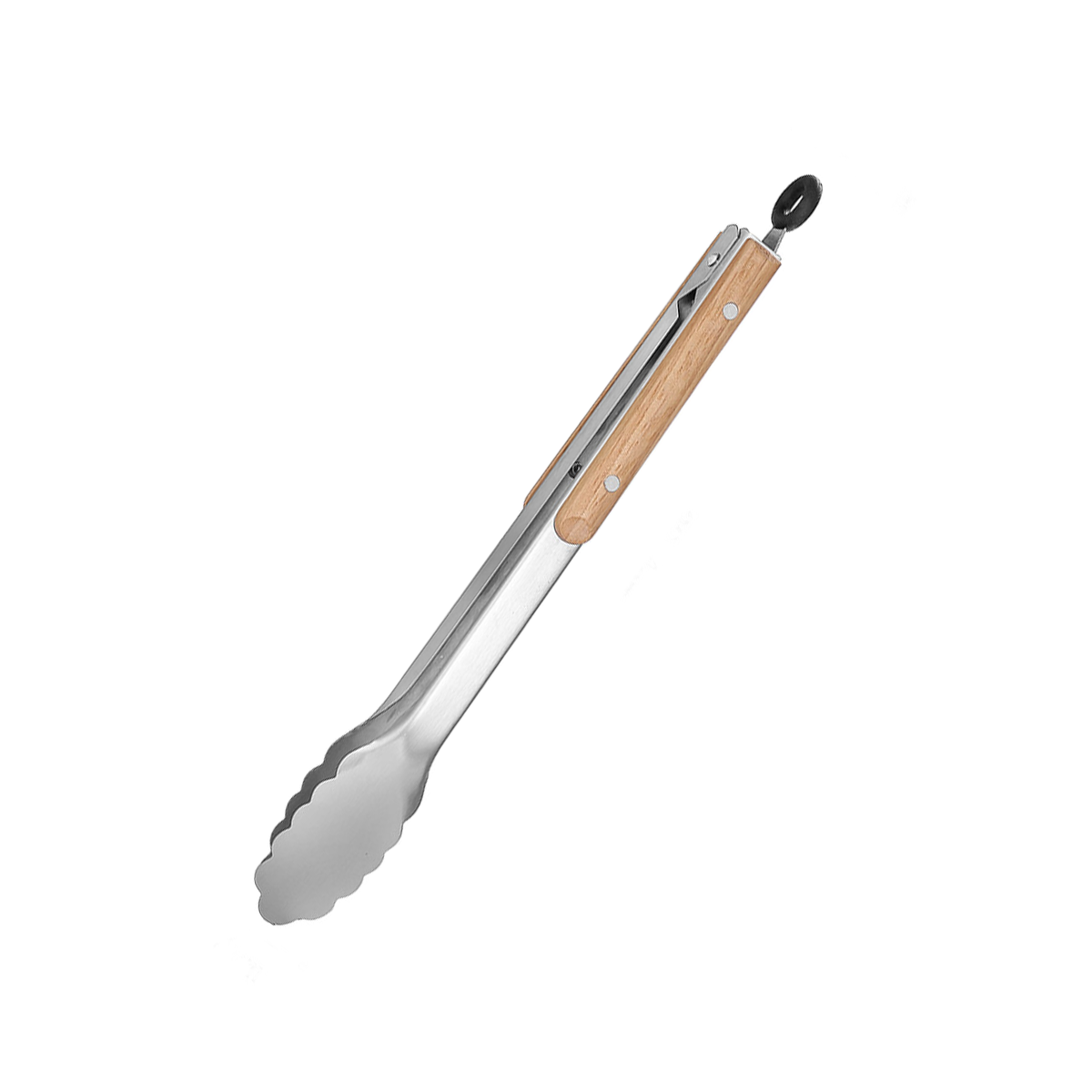 Pince de cuisson en acier inoxydable avec poignée en chêne, pince à salade avec anneau de verrouillage, gadget de cuisine pour barbecue à salade: vert militaire