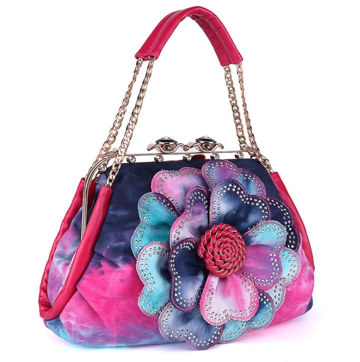 neue Frauen Handtasche Bunte Blume frauen Tote Frauen Messenger Taschen Damen Schulter Tasche Bolsas LB867: Heißes Rosa