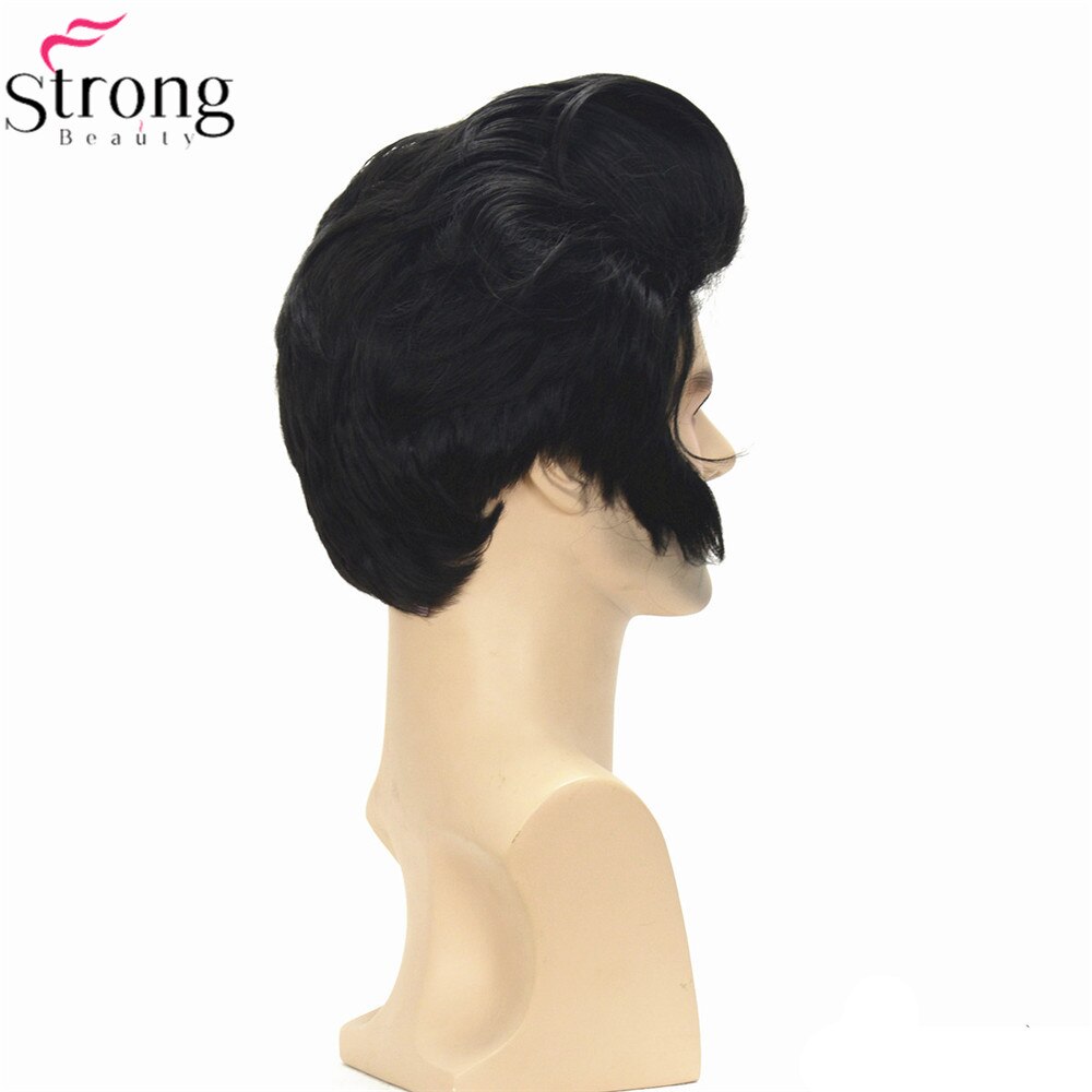 StrongBeauty Elvis Presley Wig Cosplay Man Synthetic Wig Black Short Hair