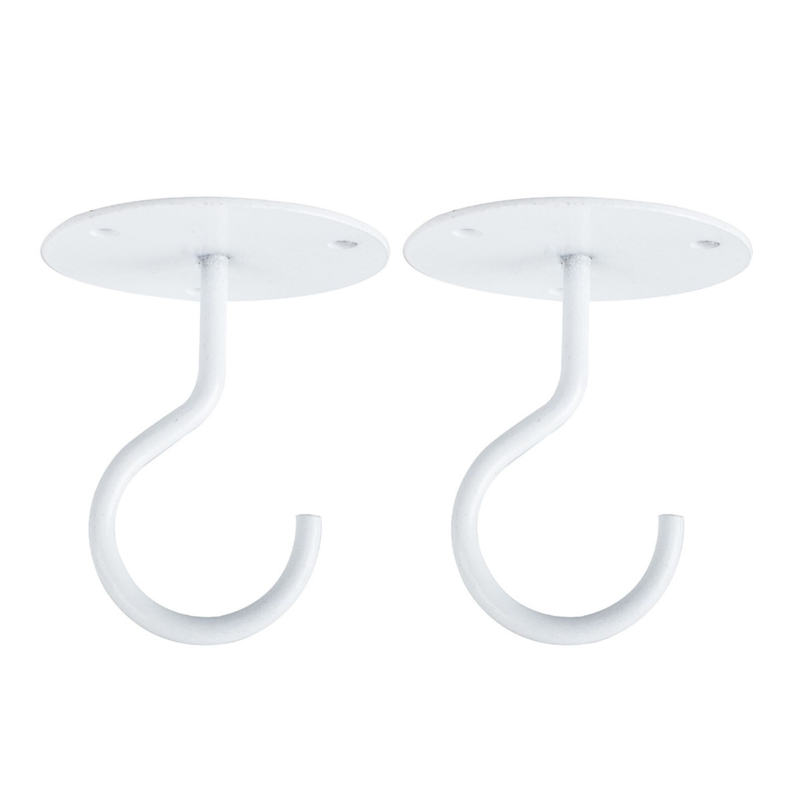 2 stuks zware plafondhaken voor binnen en buiten, voor het ophangen van planten, aan de muur te bevestigen, ijzeren lantaarnhanger voor de woonkamer, roestvrij: Wit