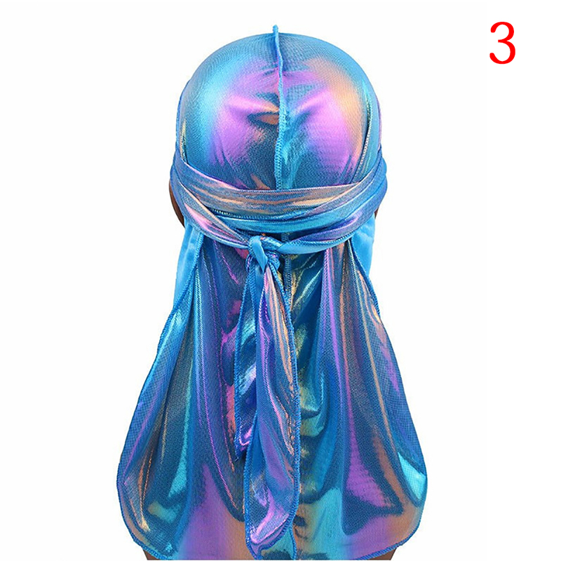 Seda Durag satén Durags para hombre peluca Bandanna pirata sombrero Bandeau Hip Hop cabeza envolver banda elástica: 5