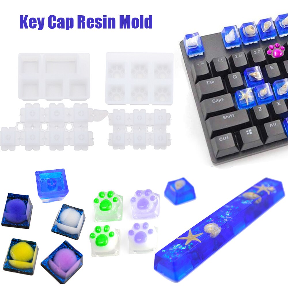 Mechanical Gaming Pet Paw Shap Key Cap Mold Computer Gamer Keycaps Crystal Silicone Molds UV Epoxy Resin Handmade Making Tools