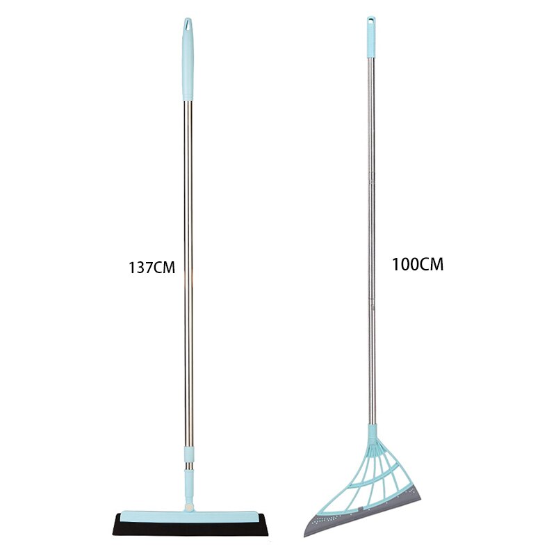Multifunctional Magic Broom Sweeper Remove Dirt and Hair Rubber Mop Water Sweepe with Squeegee Glass Wiper for Room, Bathroom: 2pcs set A