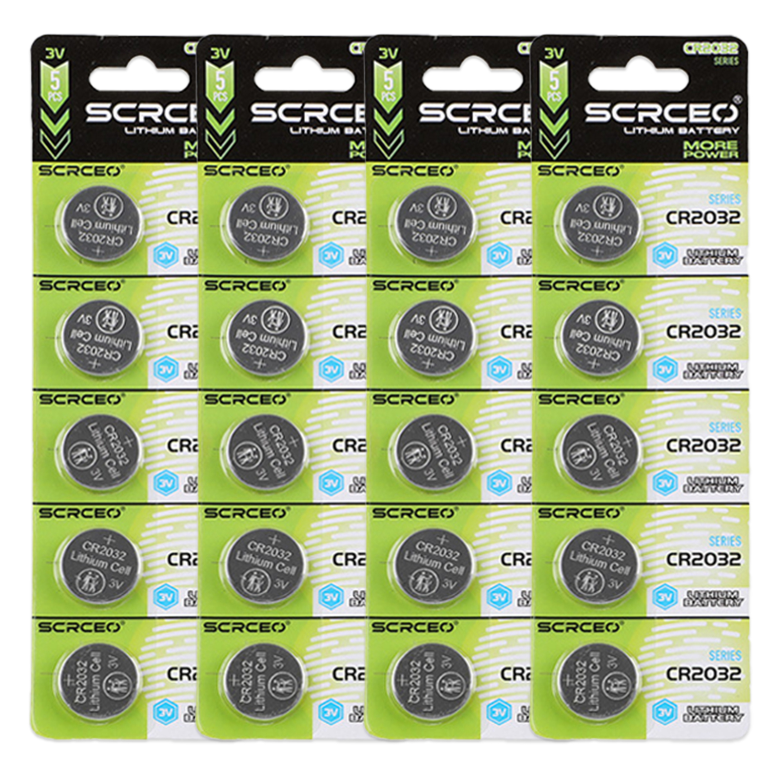5-100PK CR2032 Batterie a bottone al litio nuovissime e durevoli Sostituisci DL2032 ECR2032 BR2032 Batteria a bottone al litio 3V per orologi giocattoli: BIANCO