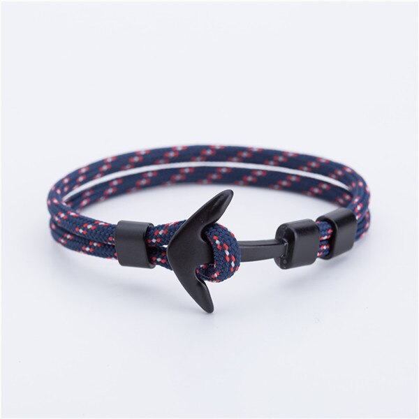 Zwart Anker Charme Armbanden Voor Mannen Vrouwen Touw ketting Armbanden Sieraden: 1