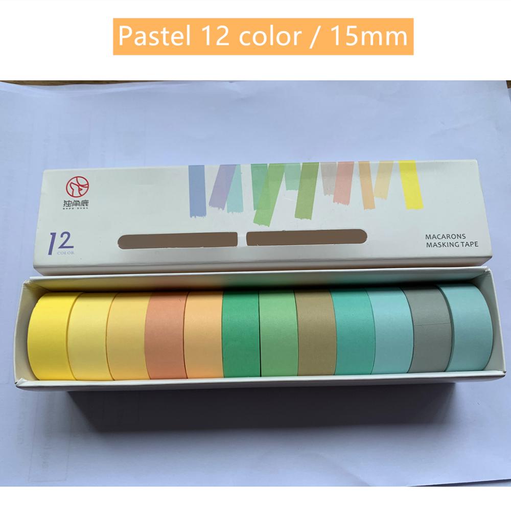 12 Uds caramelo Color Pastel Washi Tape de papel 7,5mm 15mm adhesivo cintas de enmascarar decoración pegatinas para el álbum diario de A6362: Pastel 15mm