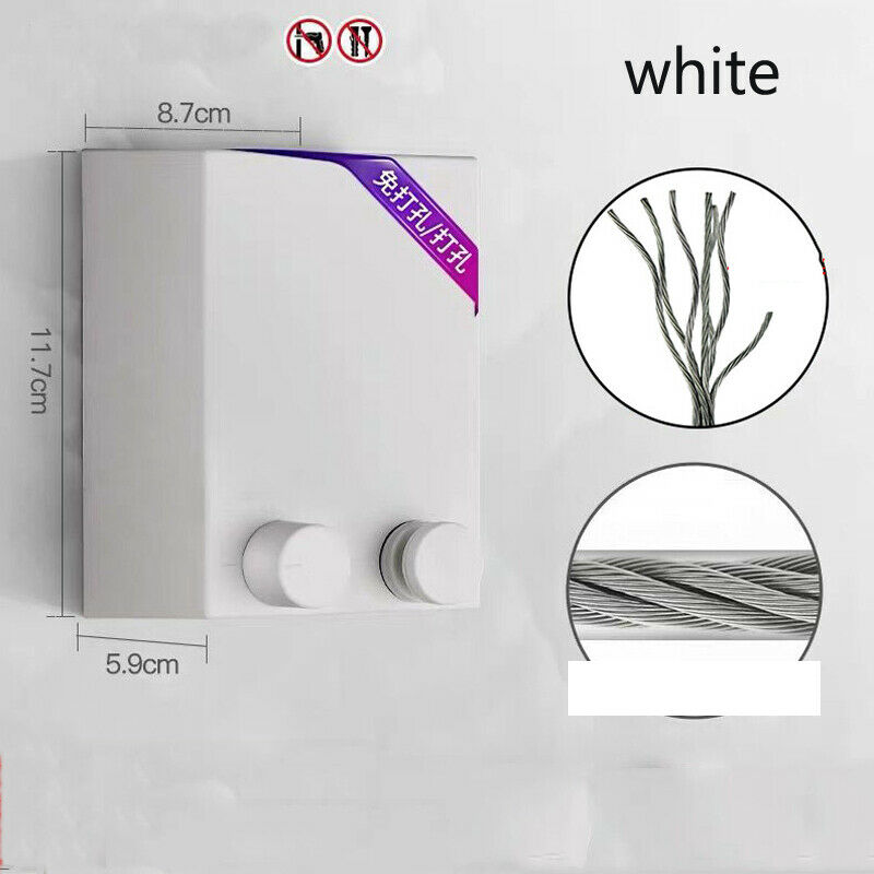 ABS Retractable Clothesline Indoor Outdoor Laundry Dryer Rack Clothes Line (4.2m): White