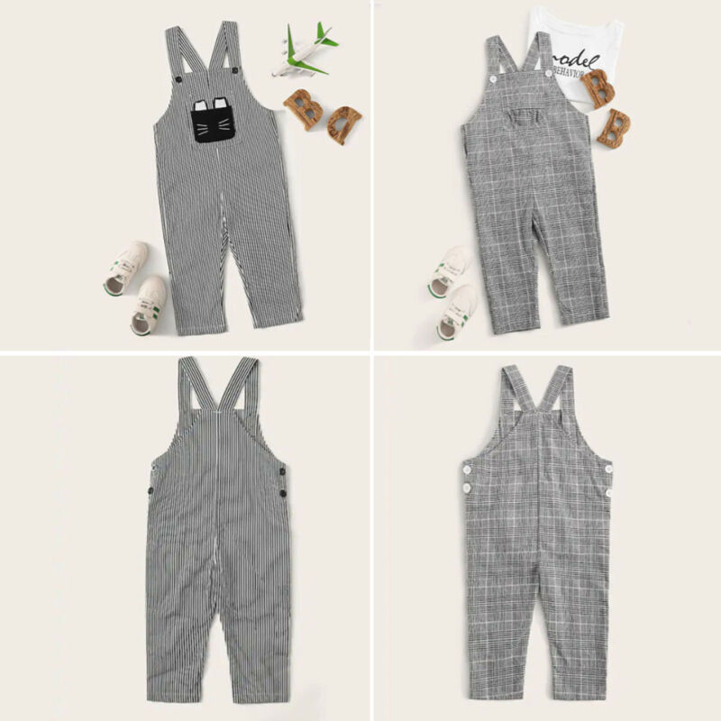 PUDCOCO Peuter Kids Baby Jongens Meisjes Gestreepte/Plaid Bib Broek Overalls Broek Jarretel Jumpers Jumpsuits Playsuit 0-3Y