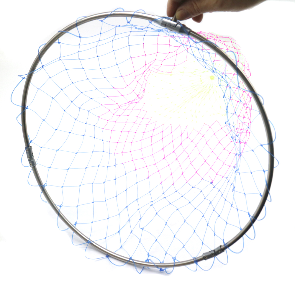 Nylon Fishing Nets Rhombus Mesh Hole Depth Collapsible Fishing Tools Folding Nylon Landing Dip Net