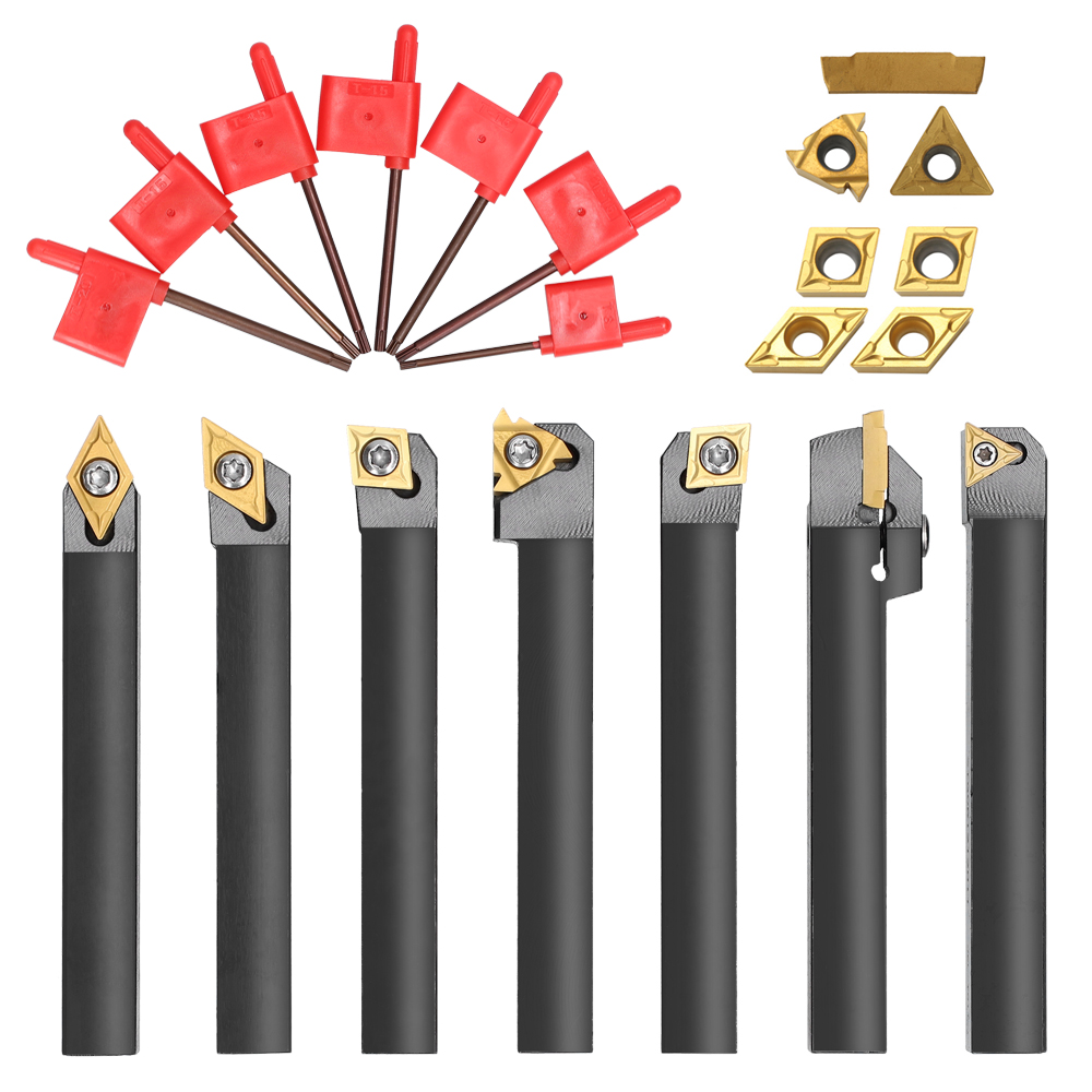 8mm 10mm 12mm 16mm Shank Lathe Turning Tool Holder Boring Bar Lathe Tool Lathe Cutter CNC Metal Turning Rod Holders and Inserts