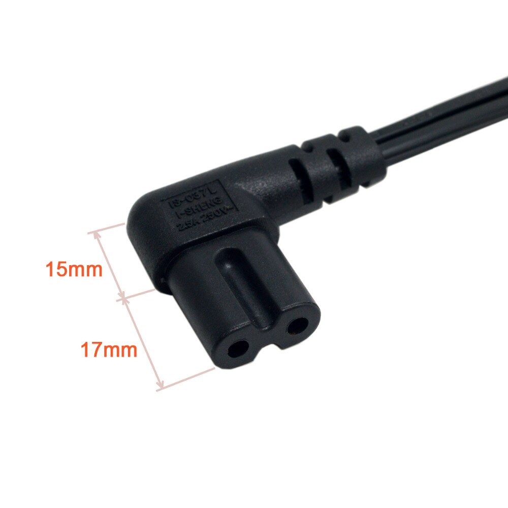 Jimier cy kabel 100cm usa 2 ben han  to 90 grader retvinklet iec 320 c7 strømforsyningsledning kabel