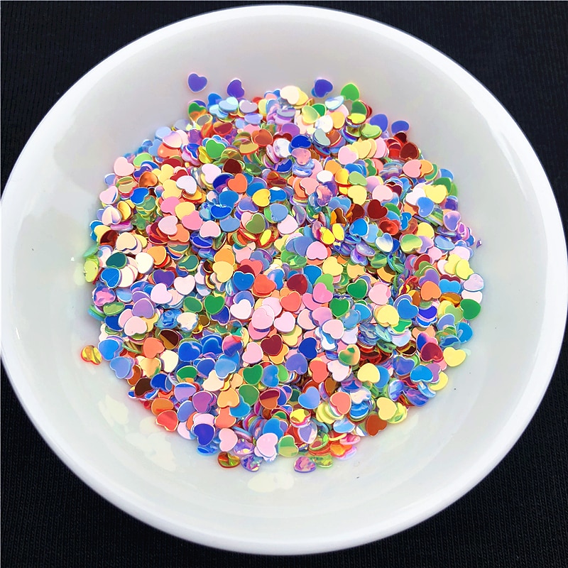 10g/ pakke mix farver glitter negle pailletter pailletter multi størrelse 3mm 4mm 6mm hjerte form løs pailletter nail art på kostpris