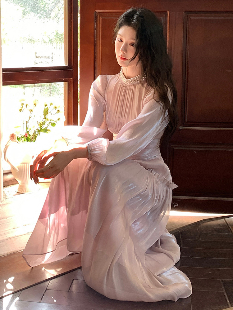 Französisch Romantik Abendkleid Frauen Kleidung Süße Fairycore Perle Falten max Kleid Geburtstag Party Vestidos Frühling
