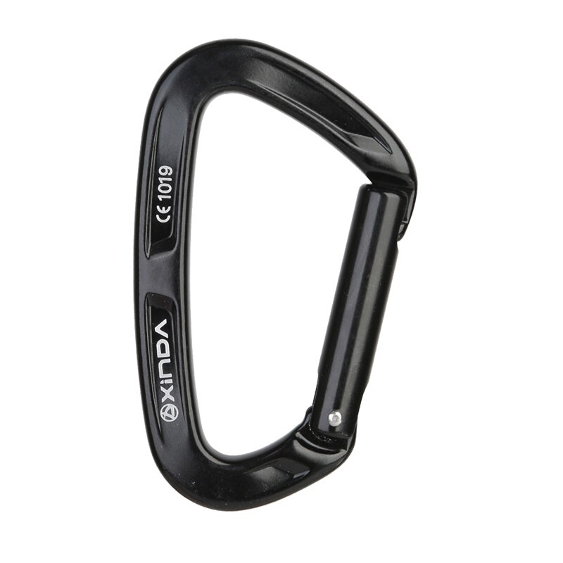 XINDA 25KN Rock Climbing Straight Quickdraw Spring-loaded Gate Aluminum Carabiner Outdoor Kits: Black