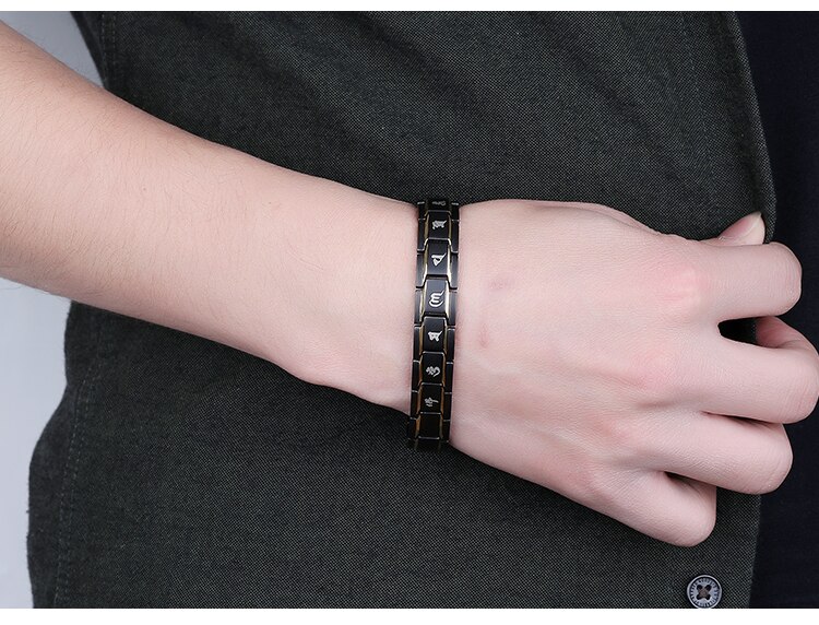 Bracelets de thérapie magnétique de Germanium d'hologramme de femmes guérissant le Bracelet d'équilibre d'énergie de Tourmaline noire des hommes bijoux de soins de santé