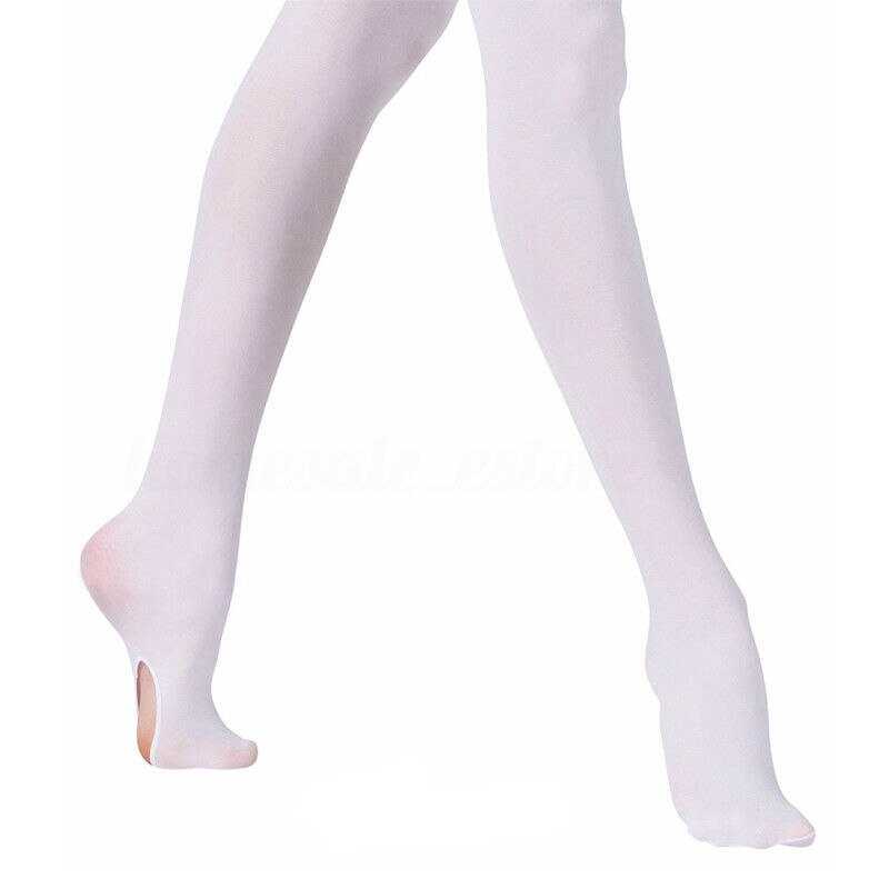 Cabriolet tights piger dans strømpe ballet strømpebukser slik farve solid ballet dans tights: Hvid / S
