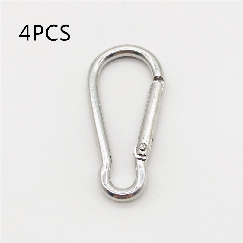 10Pcs M6 Kleur Karabijnhaken Aluminium Carabiner Spring Snap Clip Haken Sleutelhanger Klimmen Karabijnhaak Voor Sleutels Camping Gereedschap: 4pcs Silver