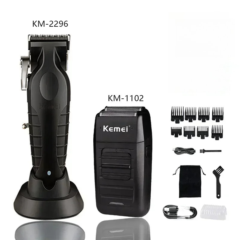 Kit de cortapelos Kemei KM-2296 KM-2299 KM-1102, cortadora de pelo eléctrica para hombres, cortadora de pelo: Oro