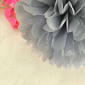 10 stücke handgefertigt 4 &#39;&#39;(10 cm) Gewebe Papier Pom Poms Papier Blume Ball Pompom Für Heimat Garten Hochzeit Geburtstag &Ampere; Hochzeit Auto Dekoration: grau