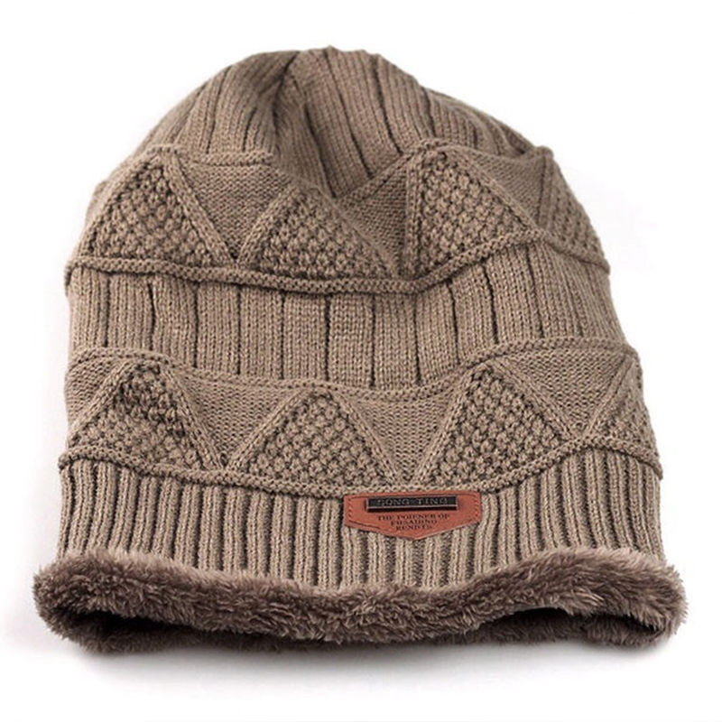 Stijl Mode Mannen Patchwork Winter Warm Haak Knit Baggy Beanie Wol Schedel Hoed Ski Cap Sjaal Set