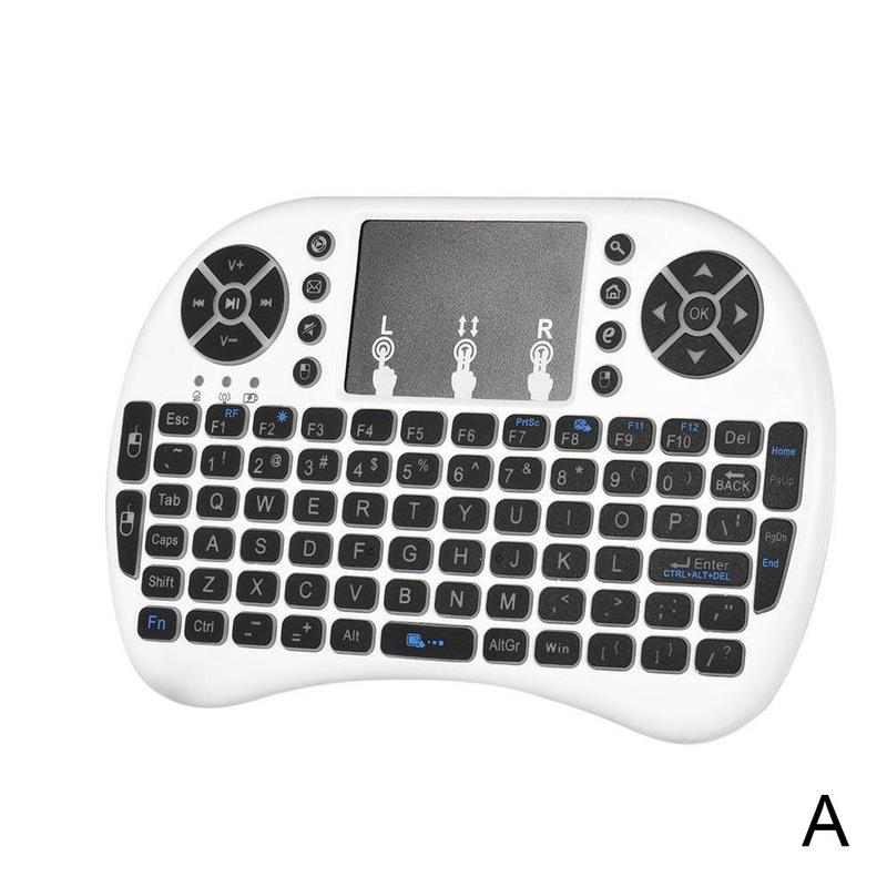 Dry power versie  i8 toetsenbord mini draadloos 2.4g draadloos touch computertoetsenbord met achtergrondverlichting, air flying mouse-toetsenbord: A