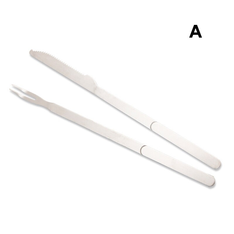 2 stk rustfrit stål grill kniv og gaffel bestik redskaber kød udskæringssæt bbq værktøj køkken, spisestue &amp; bar tb: -en