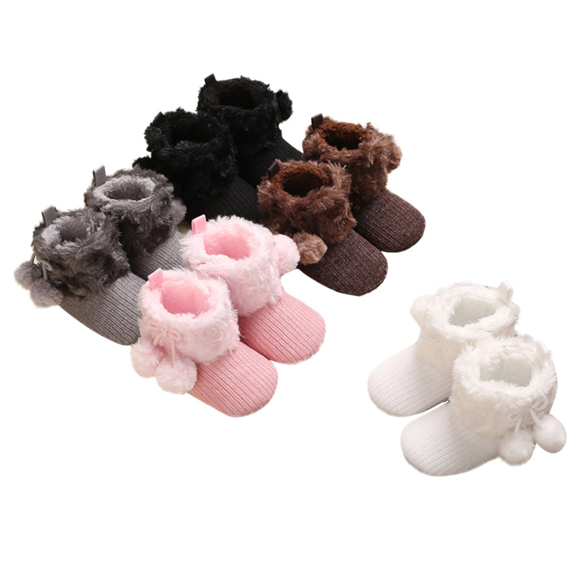 0-18M Baby Meisjes Winter Schoenen Waggel Eenvoudige Multi-Kleur Harige Bal Leuke Comfortabele Non-slip Walking Out Laarzen
