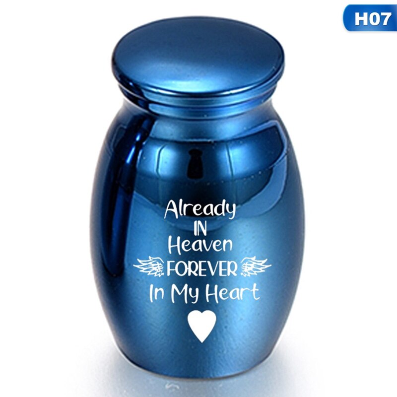 Blauwe as-herdenkingssteen voor huisdieren, liefdeshart, engelen vleugels, mini-urn, as-houder, as-urn, rouwcontainer, pot