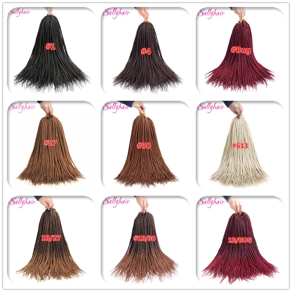 Sallyhair 18 Inch Haak Doos Vlechten Hair Extensions Bruin Synthetische Vlechten Haar Lage Temperatuur Fiber