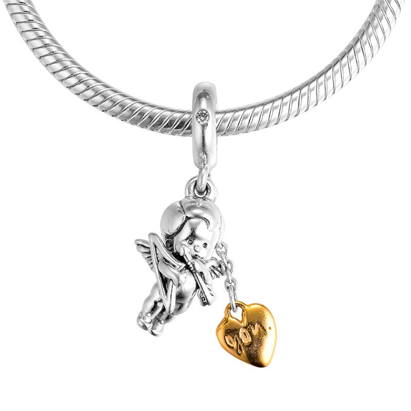 925 Gioielli in Argento sterlina Brillare Cupido e Si di Fascino di san Valentino Perline per Bracciali Donna FAI DA TE Gioelleria Raffinata E Alla Moda Che Fanno