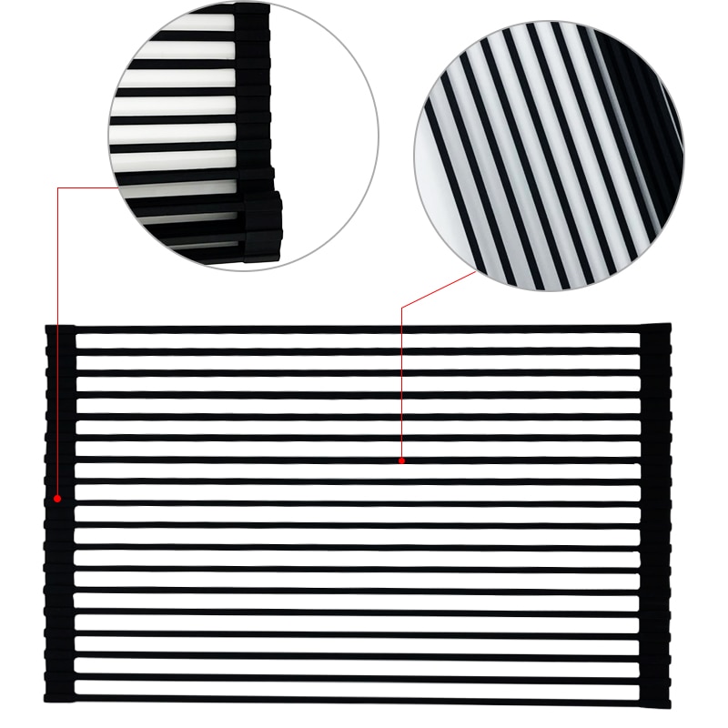 Dishwasher Safe Food Defrost Silicone Coated Foldable Roll Up Stainless Steel Dish Drying Rack