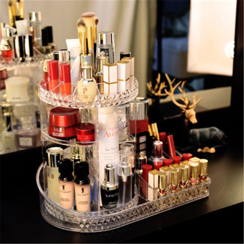 Stor størrelse makeup arrangør make up opbevaring smykker små ting parfume organisator til kosmetik akryl skrivebord makeup smykker æske