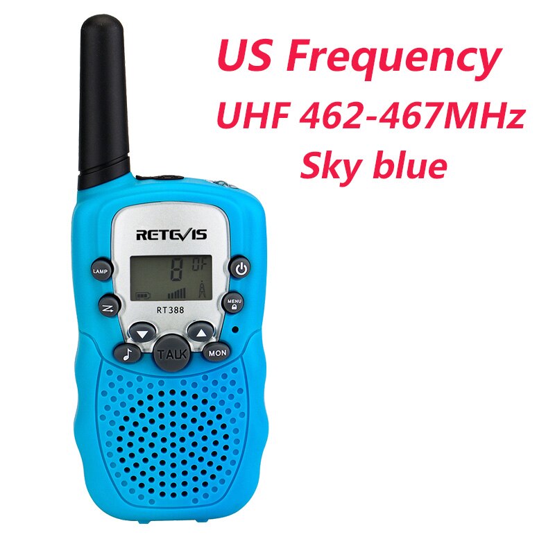 1pc Mini Walkie Talkie Kids Radio Retevis RT388 0.5W UHF 462-467MHz US Frequency Portable Two Way Radio J7027: US Sky blue