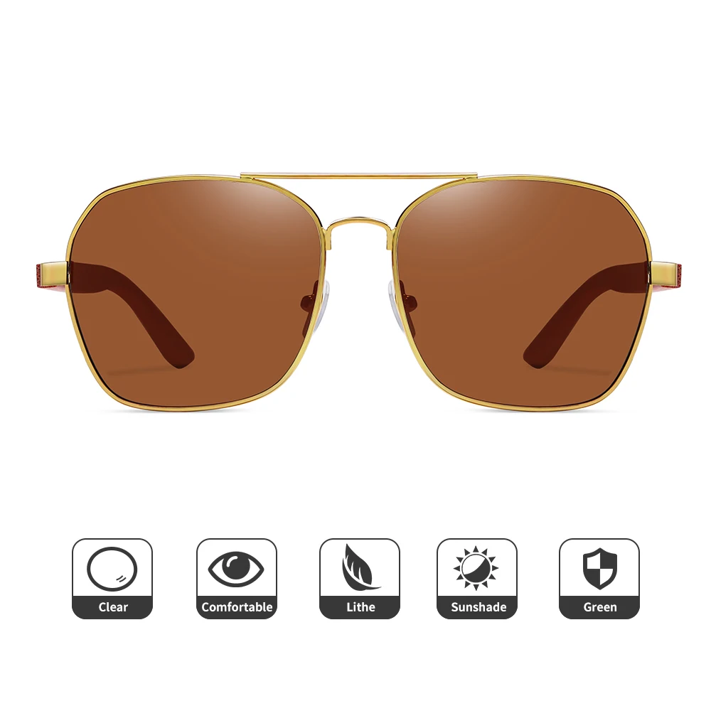 GM Gafas de sol cuadradas metálicas retro de para mujeres y hombres marcas de de lujo gafas de sol de bambú y madera de conducción populares