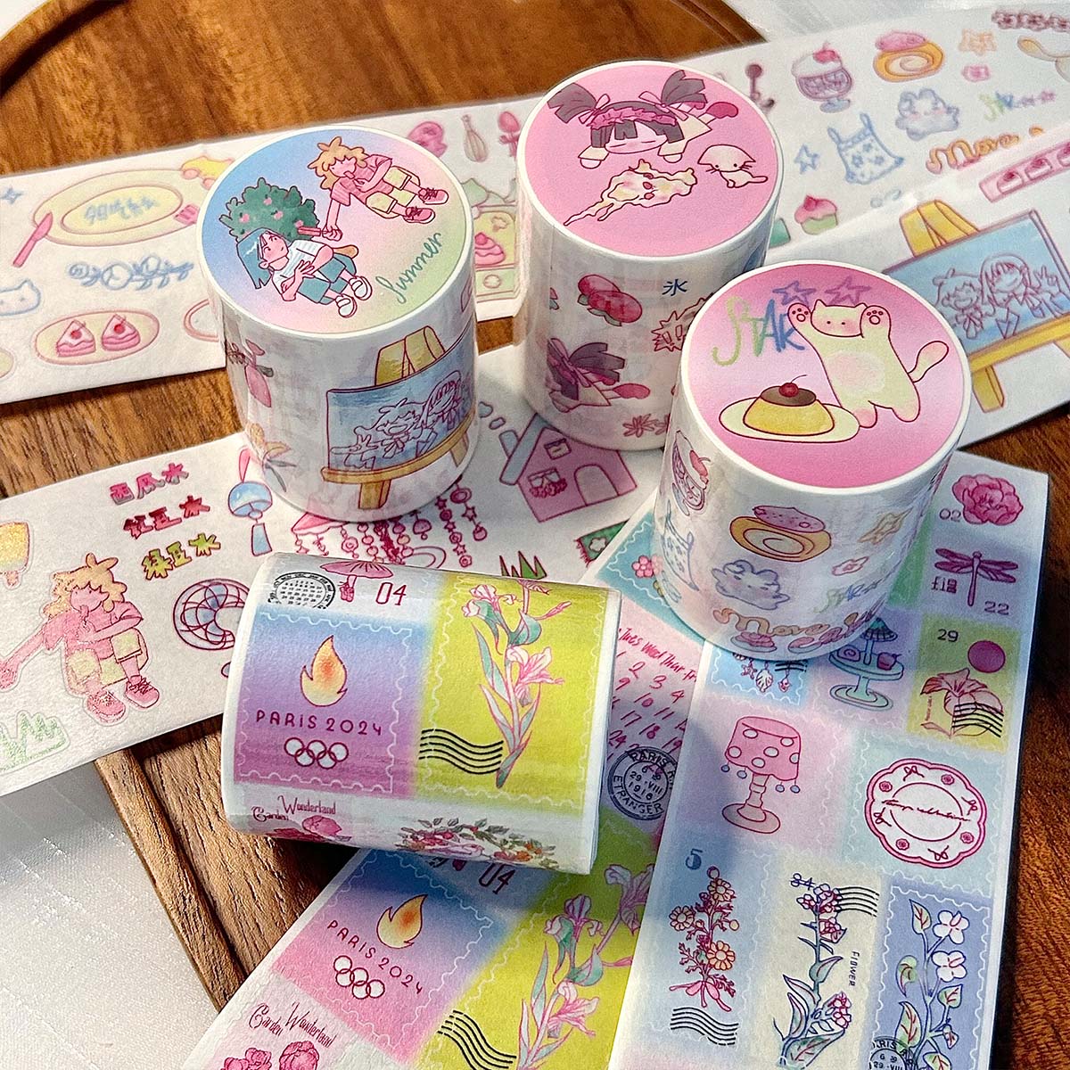 Calcomanía de corte para álbum de recortes, cinta Washi dibujada a mano, cinta adhesiva de cómic, cinta adhesiva Kawaii, manualidades, álbum, diario, planificador