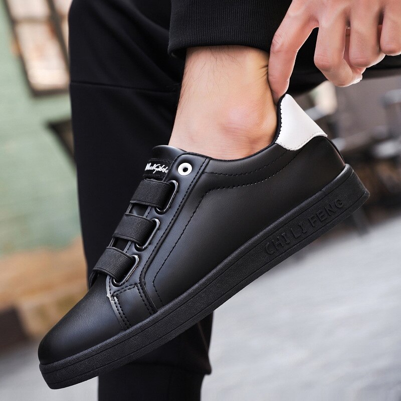 Men Sneakers Soft Leather sports Shoes Flat Brand Sneakers Men's red White Shoes Black Z14-31