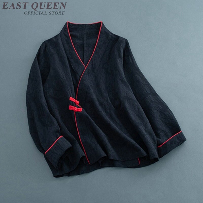 Perinteinen kiinalainen pusero paita topit naisille mandariini kaulus itämainen pellava paita pusero naaras cheongsam top  aa4136